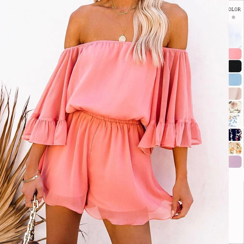 

Women's Patchwork ort Sved Jumpsuit Polyester Fiber mid Waist Five-Quarter Length Spring 2023 Faion Ladies' One-Piece Suit