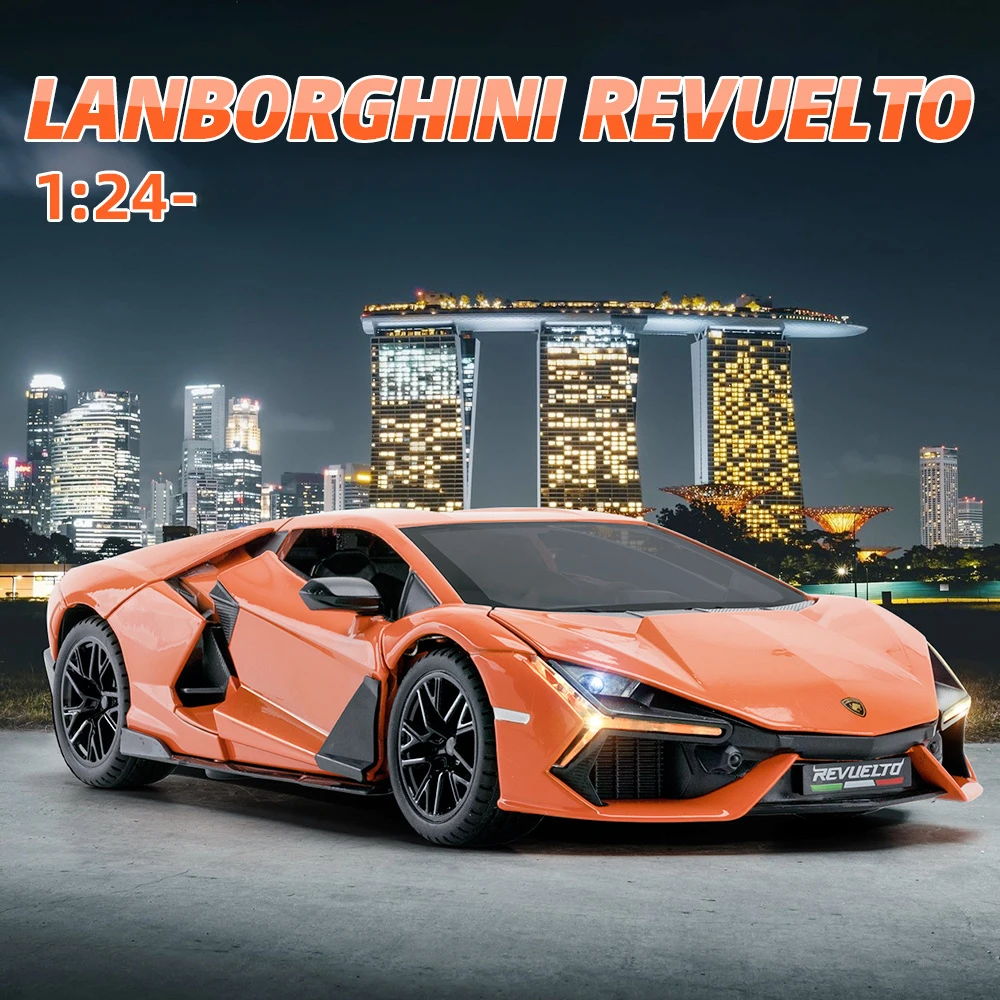 1:24 Lamborghini Revuelto Sports Car Model Diecast Metal Toy Vehicles Car Model Sound Light Collection Kids Toy Gift