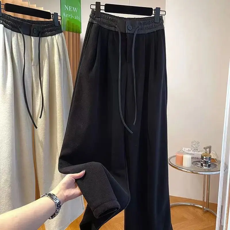 

Осень-зима, большие размеры, мягкие пушистые брюки-полотенца, мужские свободные брюки с прямыми штанинами и широкими штанинами, спортивные повседневные брюки