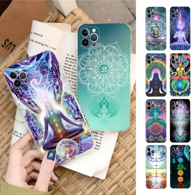 Mandala Chakra Insist Yoga Etui na telefon Silicone Soft do iphone 14 13 12 11 Pro Mini XS MAX 8 7 6 Plus X XS XR Cover