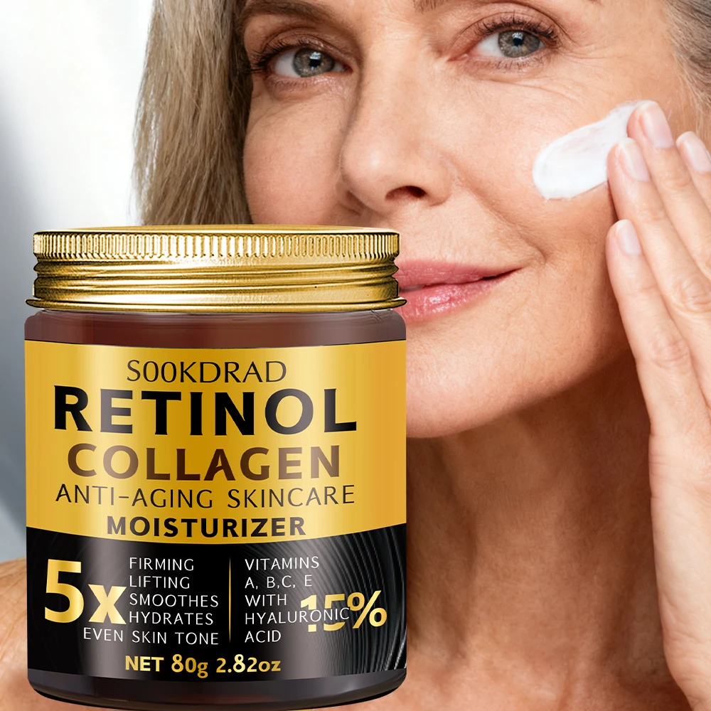 5 veces crema hidratante, crema facial, crema facial, que contiene colágeno, retinol, vitamina E, ácido hialurónico, 80 mililitros