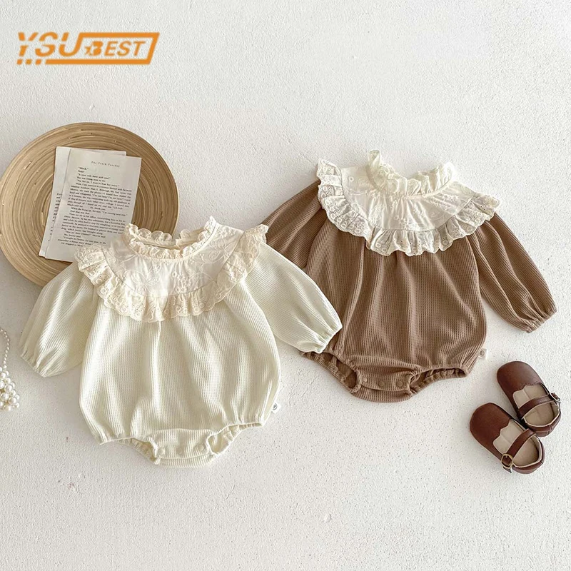 

Newborn Kids Baby Girls Sweet Princess Rompers Spring Autumn Infant Baby Girls Long Sleeve Solid Color Rompers Clothes