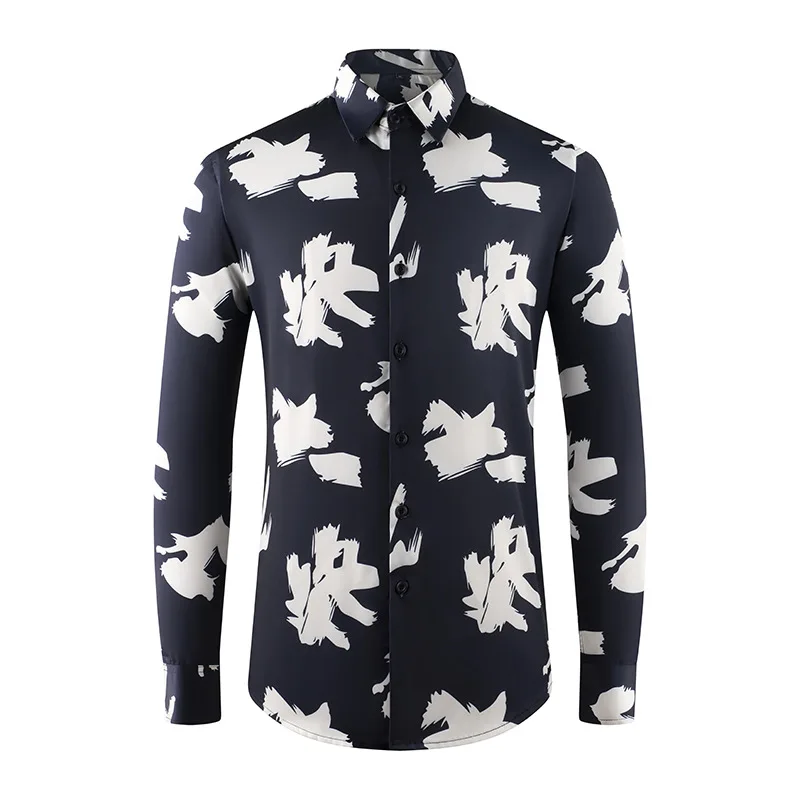 

Мужская рубашка с длинными рукавами и 3D принтом в британском стиле, повседневные рубашки с приталенными лацканами, уличная одежда для вечеринок, смокинг, мужская одежда