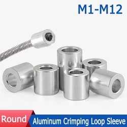 1-100pcs M1-M12 Aluminum Crimping Loop Sleeve Wire Rope Ferrule Round Single Hole Clamp Diameter 1 1.2 1.5 2 2.5 3 4 5 6 8 10mm