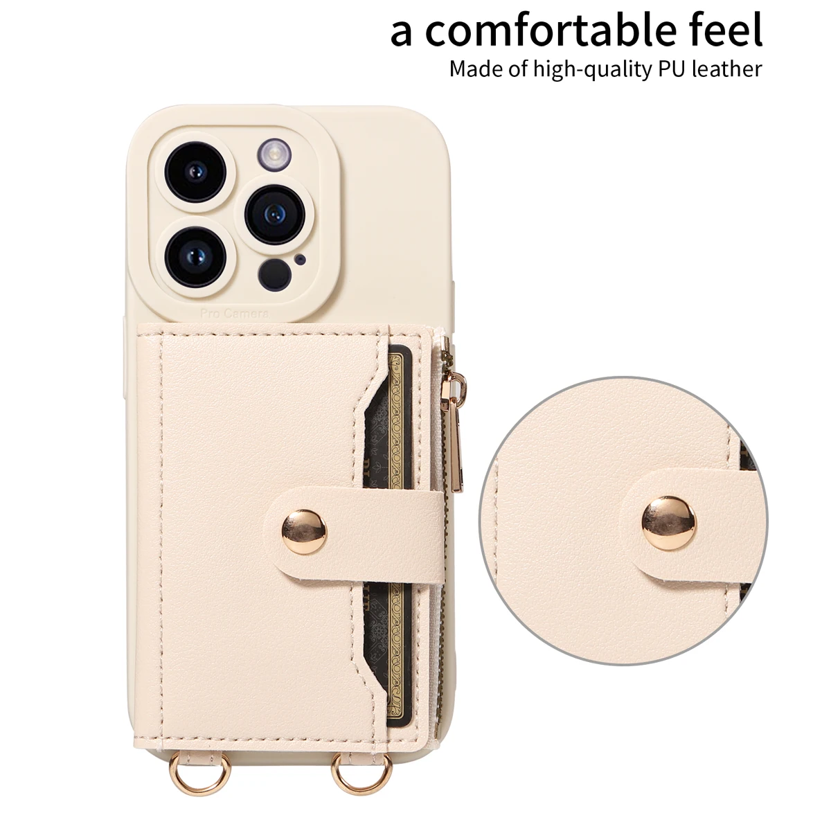 Faux Leather Phone Case for IPhone16promax15 14 13 12 11Plus Mini 7 8plus XSMAX XR Crossbody Anti-drop with Mirror Wallet Cover