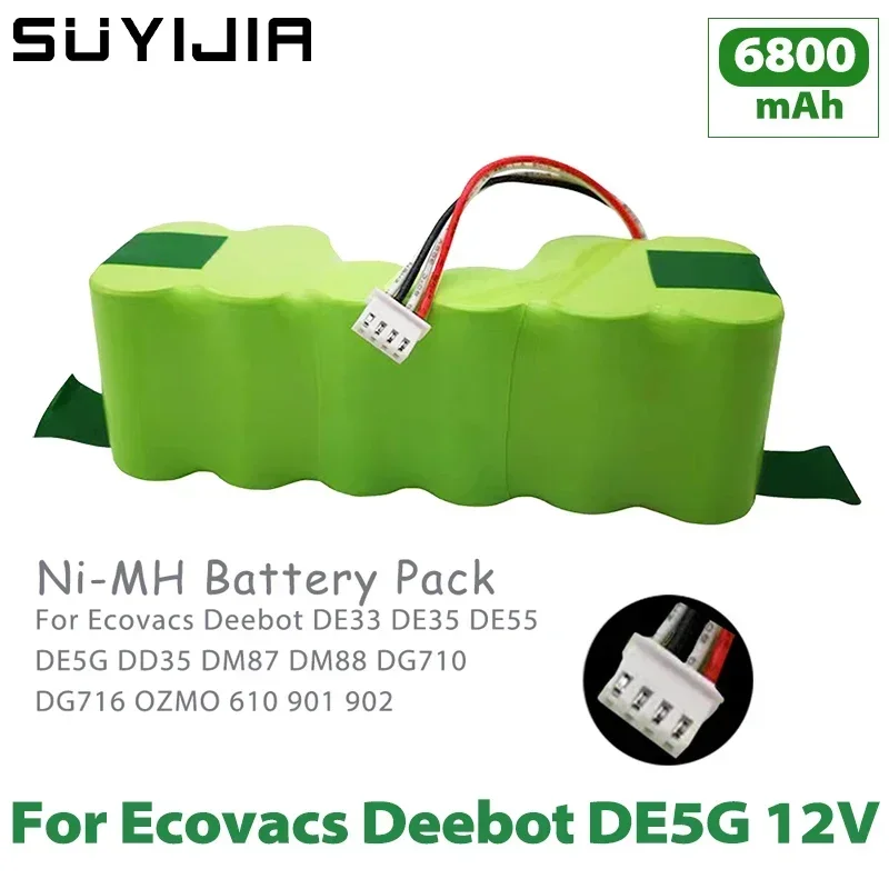 12V NIMH Replacement Battery for Ecovacs Robotic Vacuum Cleaner DE33 DD35 DE55 DE5G DM88DG710 DG716 Deebot Sweeper Batttery Pack