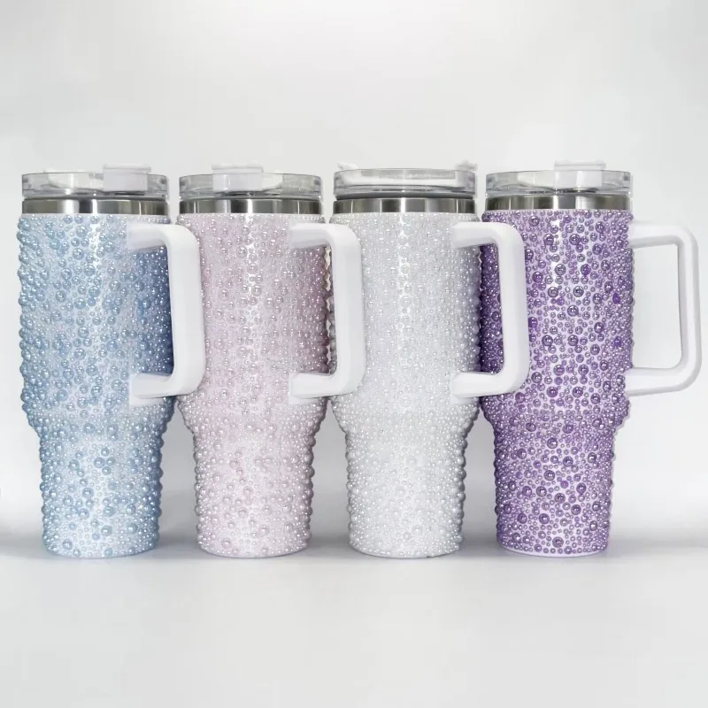 

New model pearl car cup - 304 stainless steel insulated cup with portable straw - large capacity ice cup