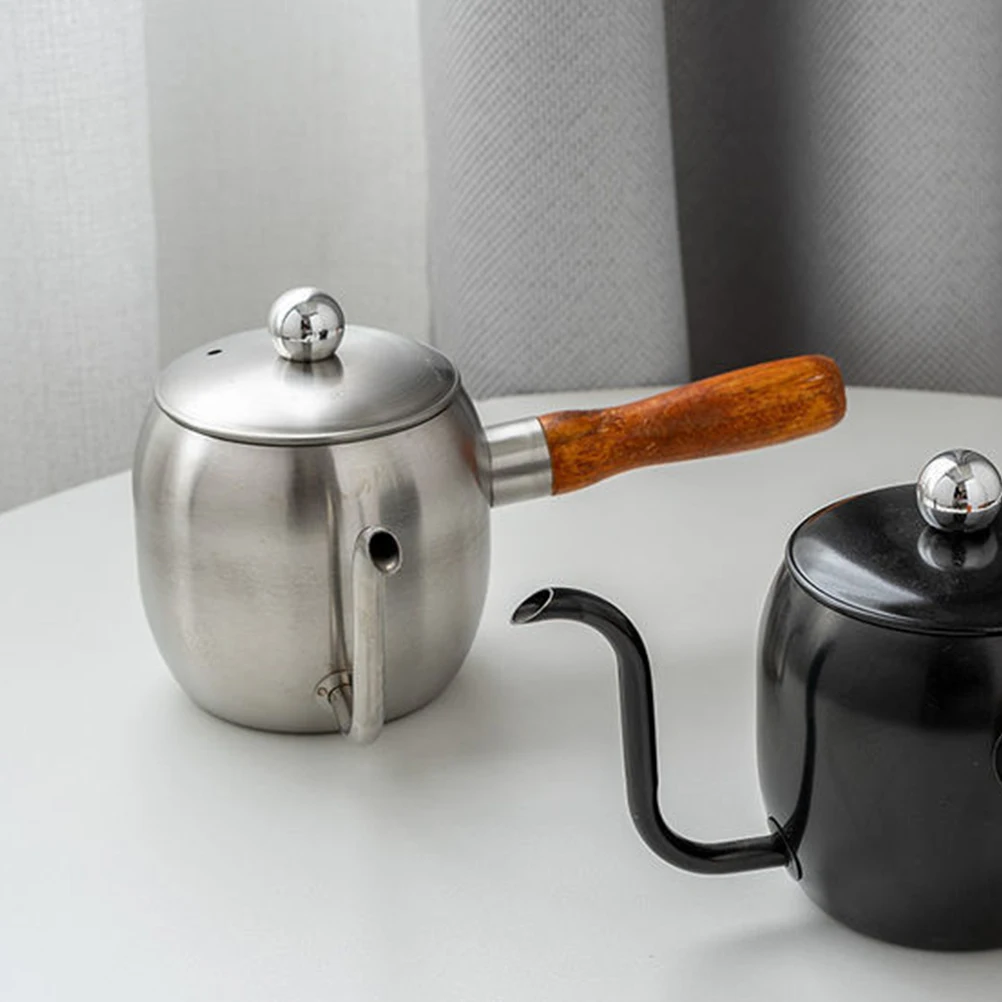 

Stainless Steel Wood Handle Coffee Kettle Long Spout Hand Brew Pot Kitchen Bar Use Gooseneck Coffee Supplies Practical