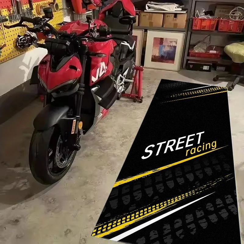 VIKAMA Street Racing Tire Texture Pit Mat Anti Slip Rug For Garage Motorbike Parking Workshop Racing Decor Carpet
