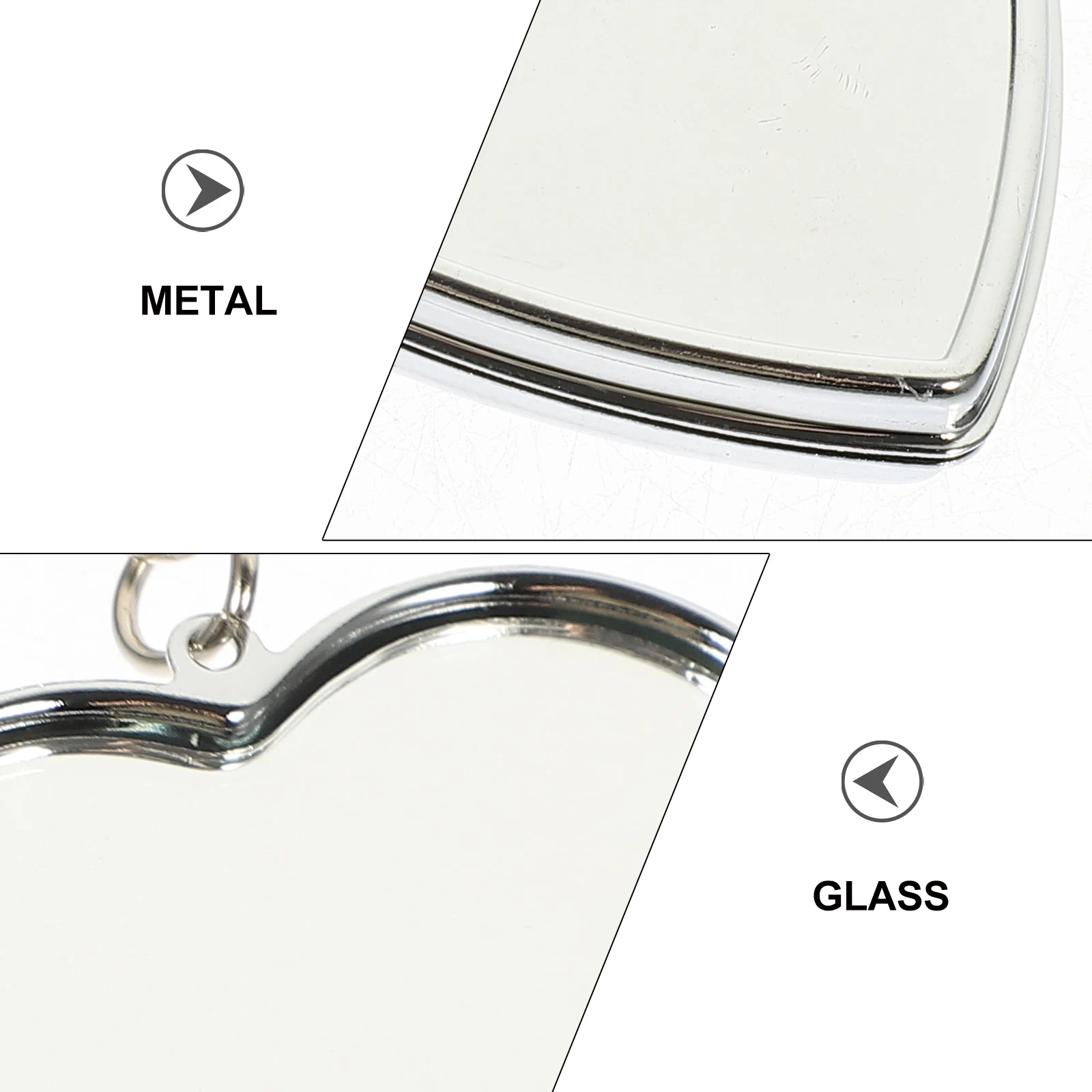 8 Pcs Vanity Mirror Makeup Keychain Pocket Miniature Folding Small Compact Silver Travel