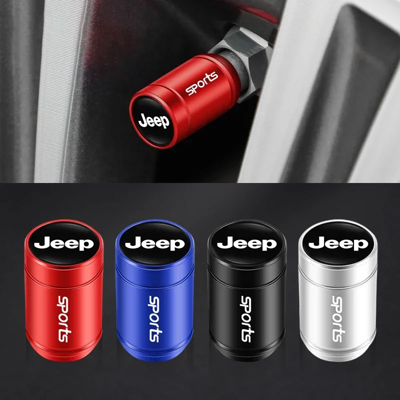

4PCS Tire Valve Caps Aluminum Air Valve Stem Cover Dustproof Car Wheel Accessories For Jeep Wrangler Cherokee Renegade Universal
