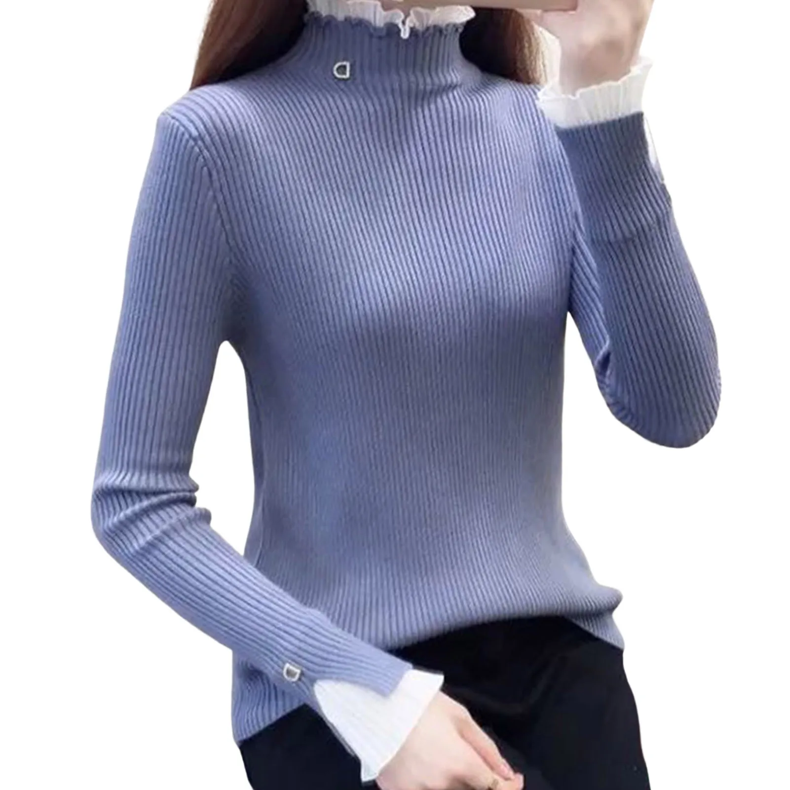 

Female Turtleneck Knitting Top Skin-Friendly Basic Pullover Jumper Top Good Gift for Mother Female Friends NOV99