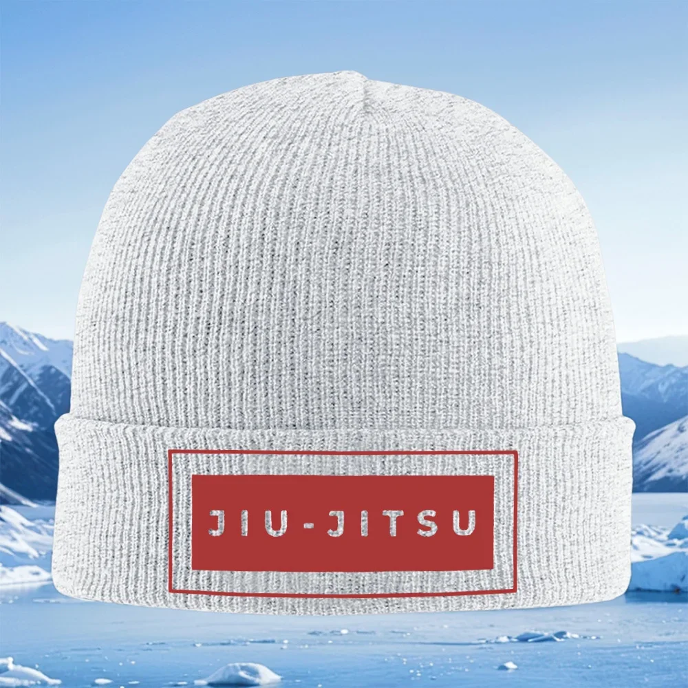 Jiu-Jitsu palabras rectángulo negro rojo hombres mujeres Unisex sombrero de punto gorro Jersey gorra invierno térmico cálido Nav