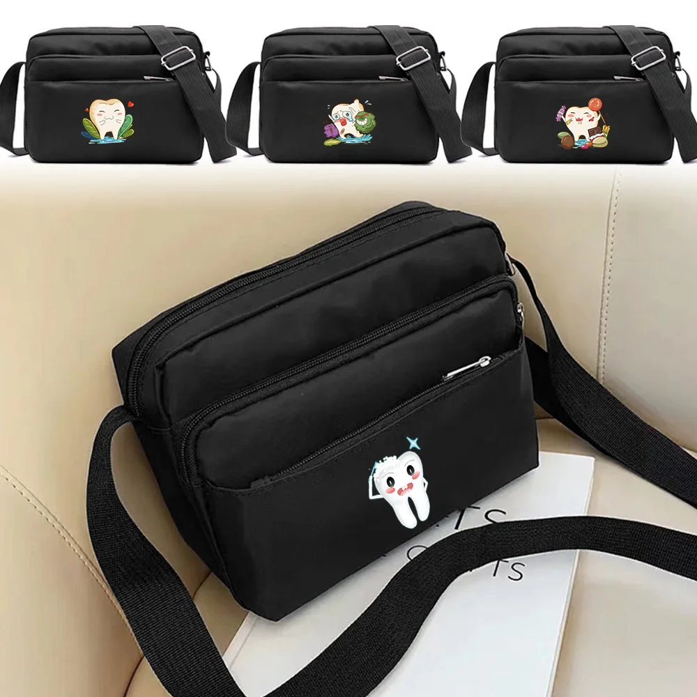 

Teeth Printing Portable Fashion Crossbody Bag Large Capacity Short Trip Storage Shoulder Bag Adjustable Strap Daily Shopping Bag