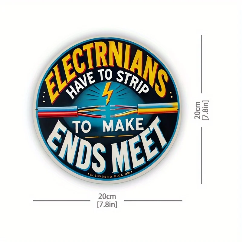 Retro Electrician Lightning Cable Graphic 2D Flat Sign 20x20cm Workshop Garage Funny Wall Decor Metal Tin Sign / Iron Plaque