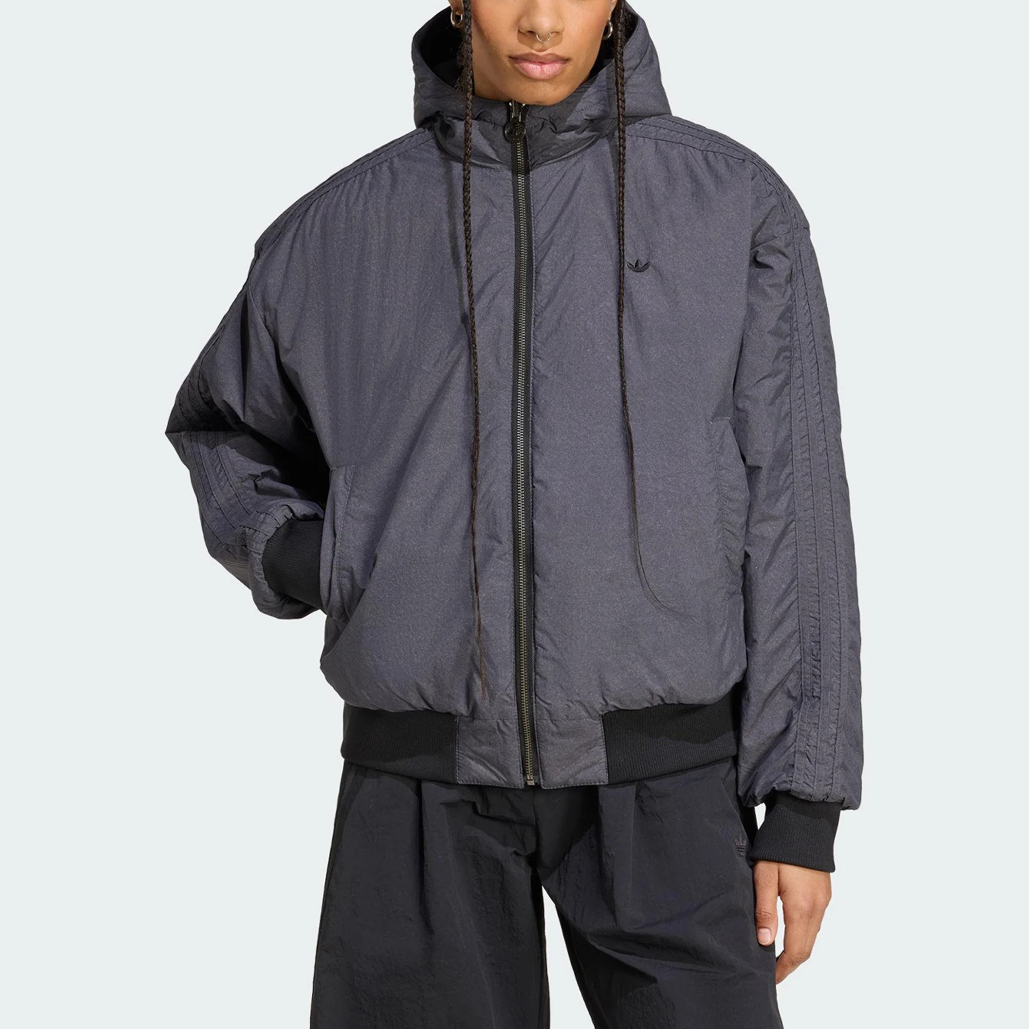 Adidas genuine clover women's loose double-sided hooded cotton jacket KC1686