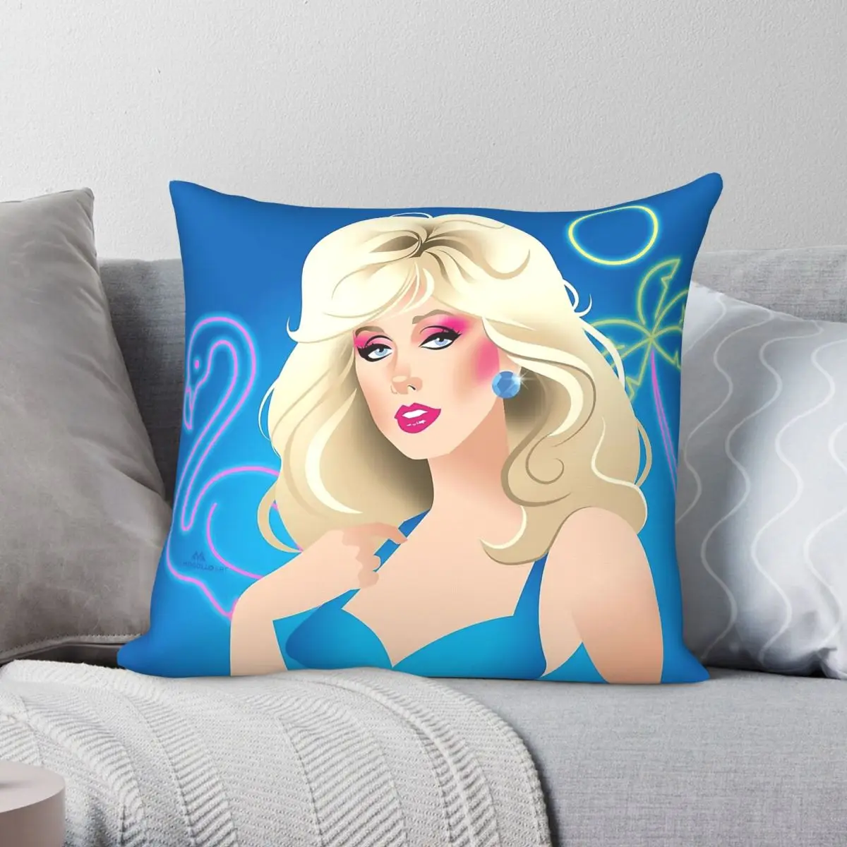 Flamingo Road Morgan Fairchild Square Pillowcase Polyester Linen Velvet Creative Zip Decorative Room Cushion Cover Wholesale