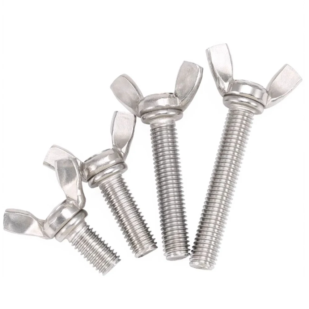 1/3/5pcs M4 M5 M6 M8 M10 Hand Tighten Screws Butterfly Bolt Wing Thumb Screw Claw White Zinc-Plated Carbon Steel