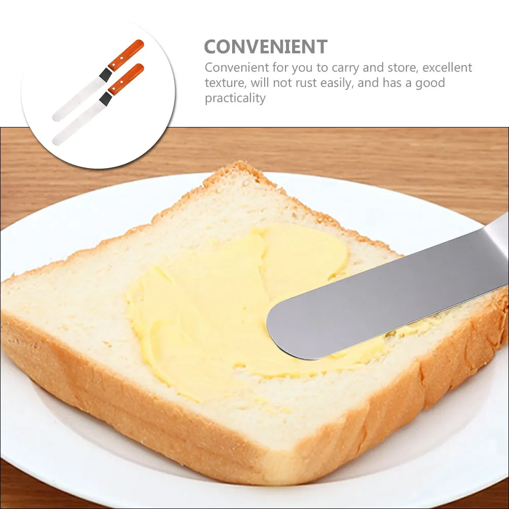 

2Pcs 6 Stainless Steel Wood H Baking Tool Cream Cake Cream Spatula Spatula Cake Scraper Smoother Icing Kitchen Supplies