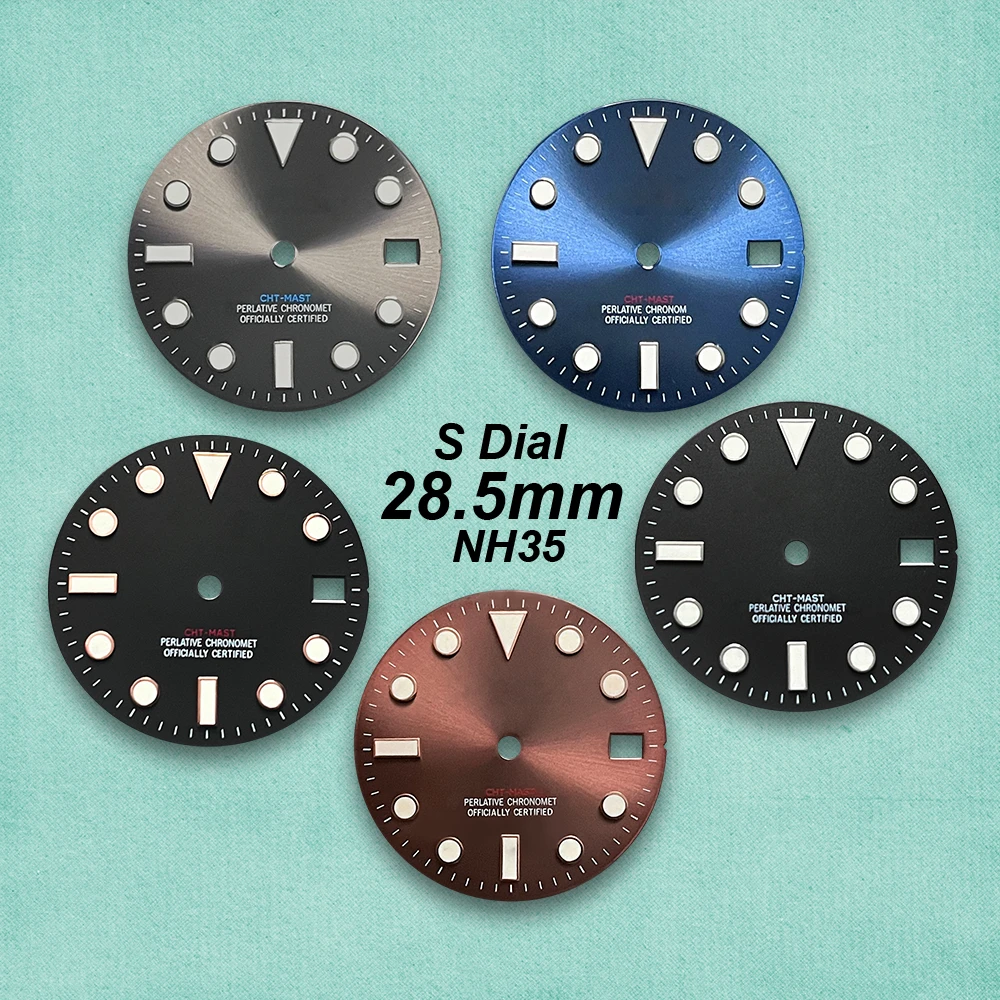 28.5/29/30.5/35mm SKX007/Cocktail S/S 5 Logo Dial Fit NH35/NH36 Movement Green/Ice Blue Luminous Watch Modification Accessories