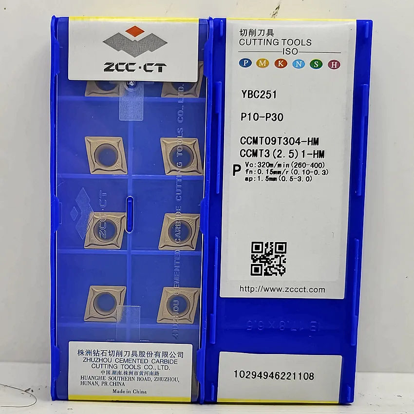 

CCMT09T304-HM YBC251 CCMT09T304 CCMT32.51 ZCC.CT CNC blade carbide inserts Turning inserts For Steel P10-P30 10pcs/box