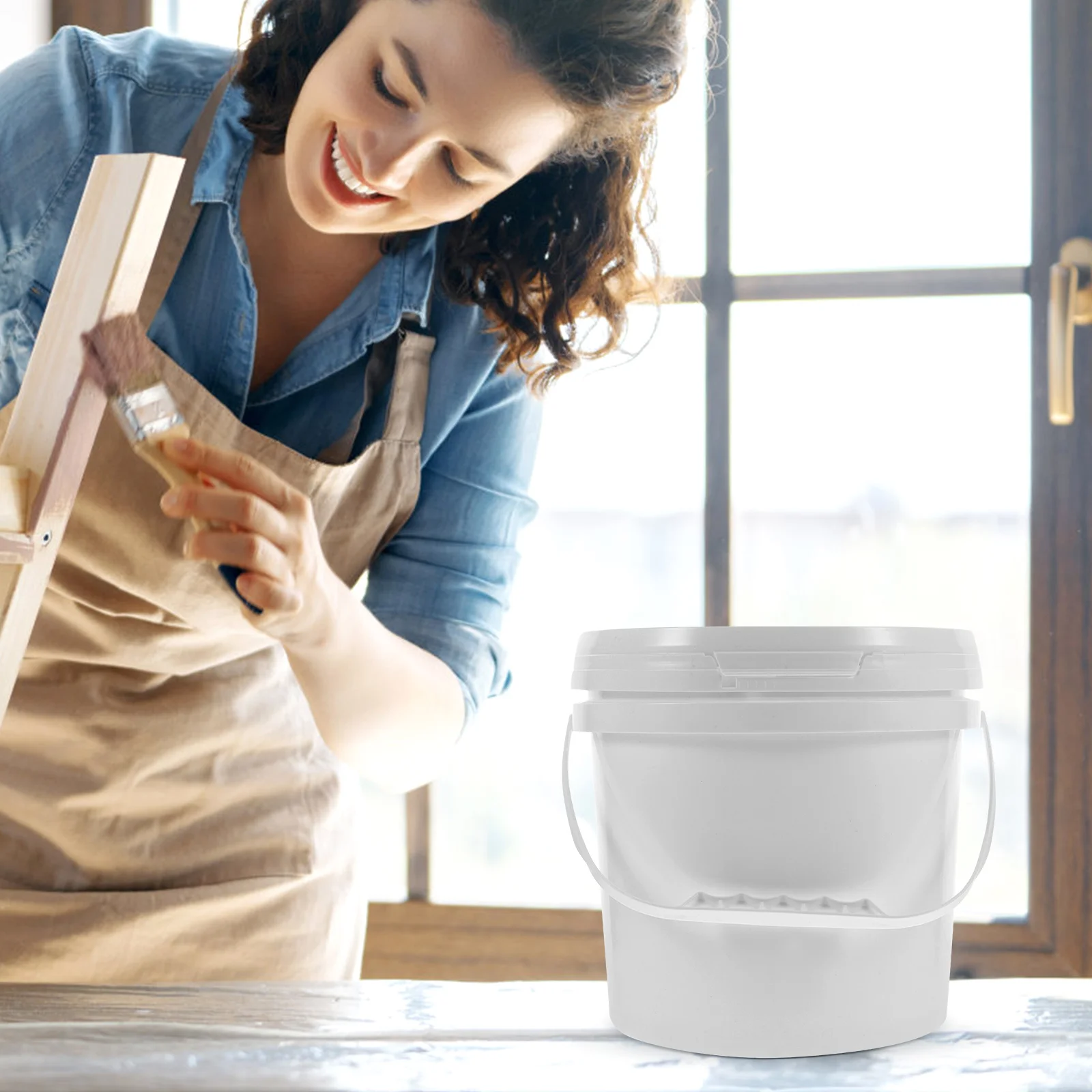 

Plastic Paint Bucket Thick Durable Food Grade Airtight Pigment Storage Container with Lid Iron Handle Multi-Function Paint