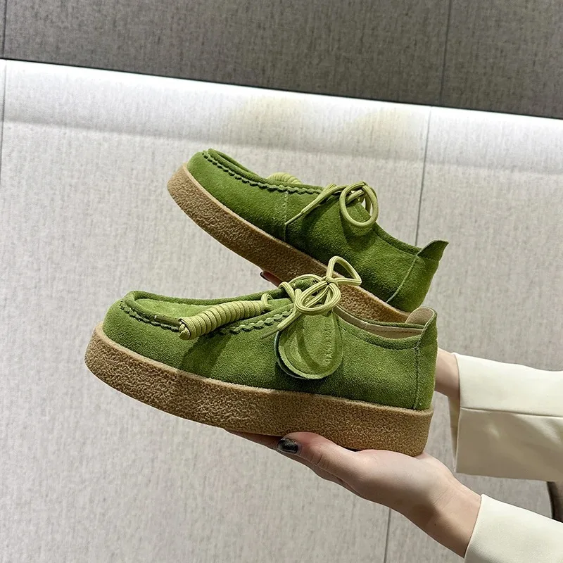 

Женская обувь, лоферы, замшевая натуральная кожа, британский стиль, студенческая женская классическая женская обувь большого размера на шнуровке