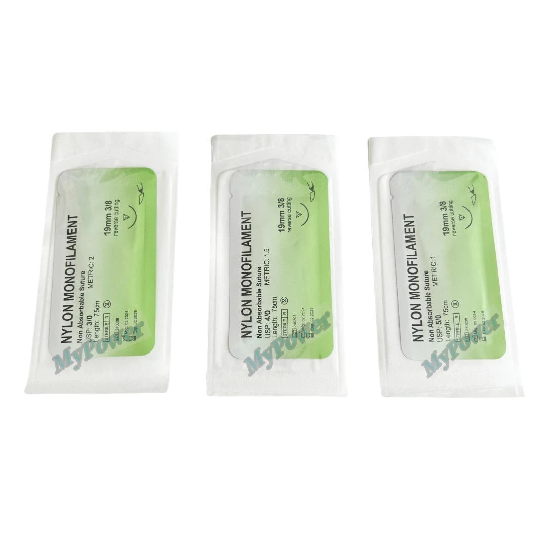 3/4/5/0 Dental Surgical Sutures Nylon Monofilament USP Reverse Cutting Suture Sterile