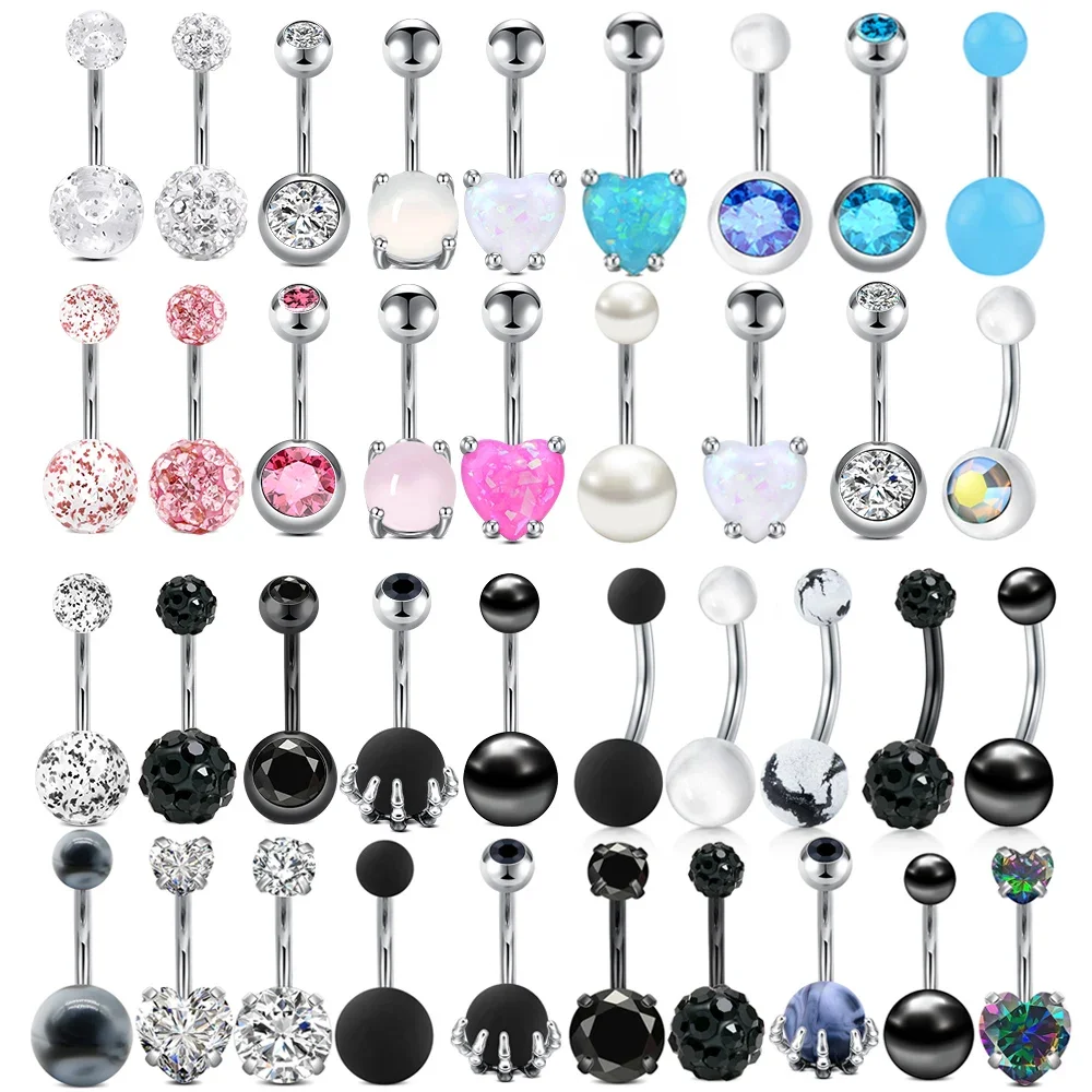4/5/6pcs Belly Rings 14G Navel Piercing Bulk Sexy Belly Ring Set Belly Button Ring Piercing Ombligo Valentine's Day Jewelry Gift