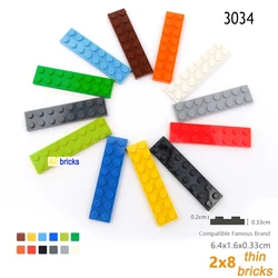 10pcs DIY Building Blocks Thin Figures Bricks 2x8 Dots 13Color Educational Creative Size Compatible With 3034 Toys for Children