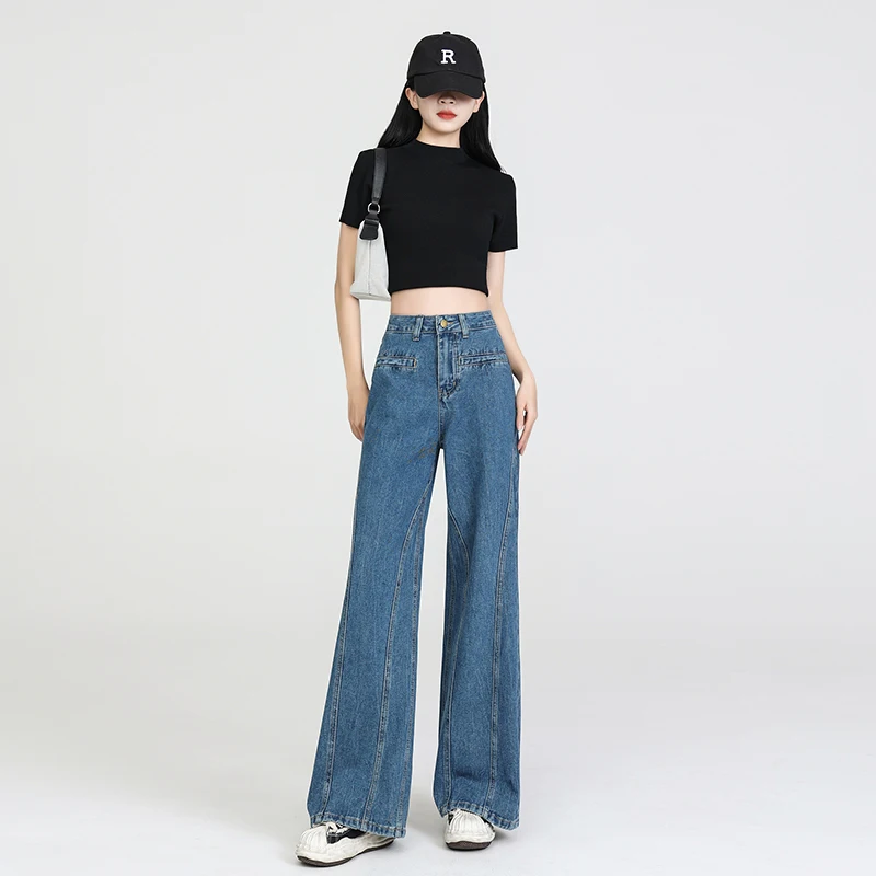 

Summer High Waist Vintage Denim Pants for Women Clothing Japanese Style Elegant Casual Wide Leg Jeans Trouserss Treetwear Pants