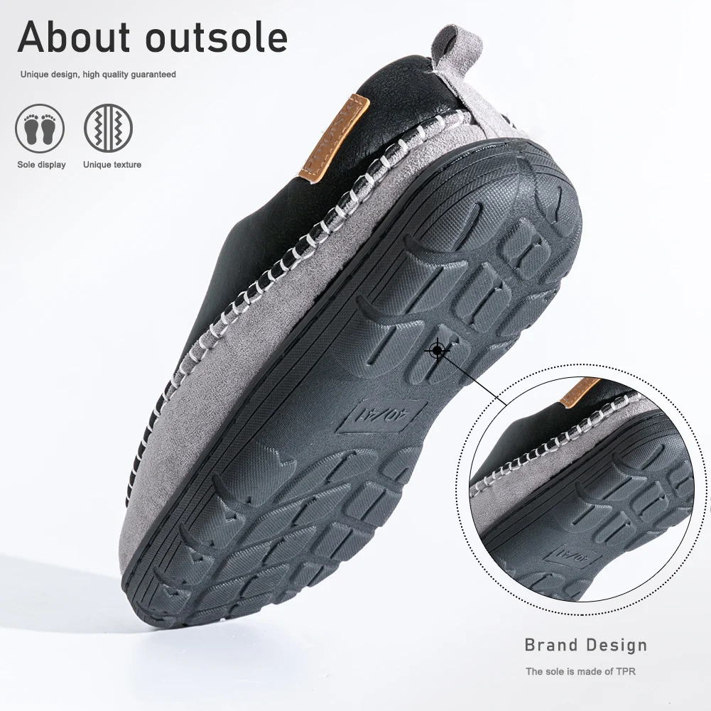 Winter men's slippers boots fashionable furry Mark line PU sole anti slip warm high-quality indoor shoes