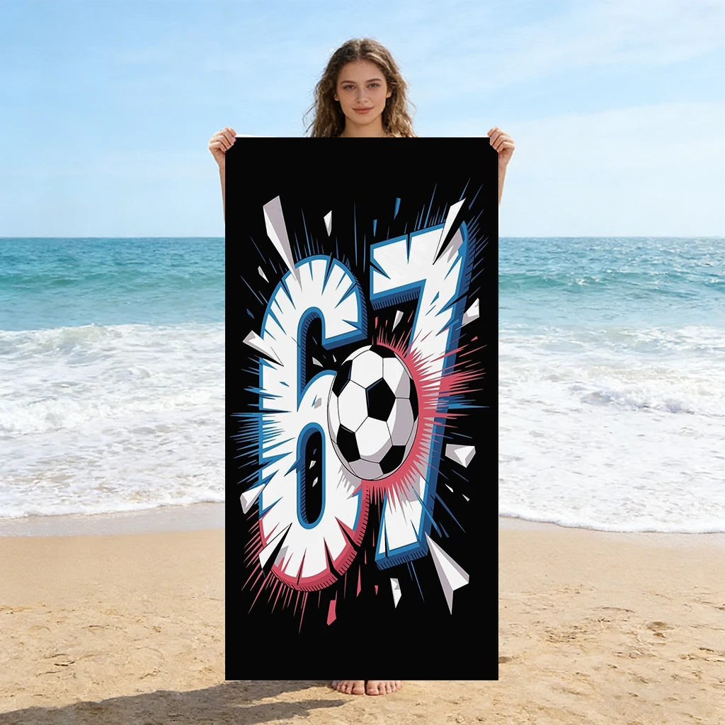 Six Seven 67 Freundschafts-Fußball-Strandtuch, schnell trocknend, super saugfähig, geeignet für Strandurlaub, Schwimmbad, Fitnessstudio, Geschenk für Freunde