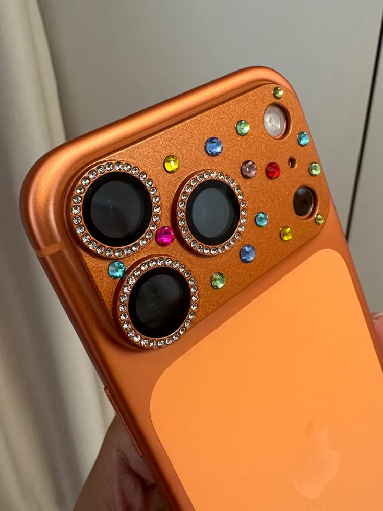 Diamond Decoration Camera Lens Protector For IPhone 17 Pro Max 17 Pro Metal Ring Lens Tempered Glass Film Case Cap