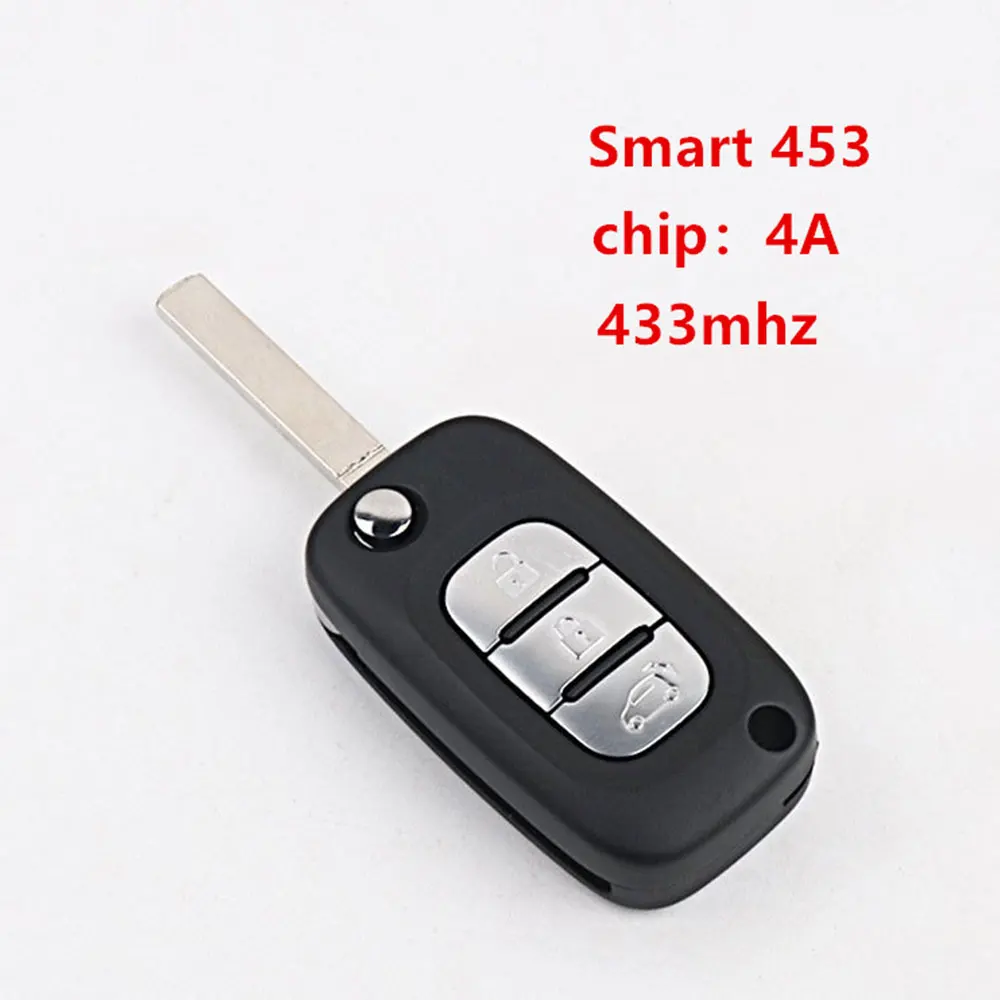 3 Button Remote Key 433Mhz 4A Chip for Mercedes Benz Smart Fortwo 453 Forfour 2015 2016 2017