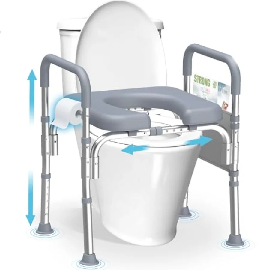 

with HandlesAdjustable Height and Width 400lb Capacity Risers Secure Support for Seniors Bariatric and Disabled Fit Any Toilet