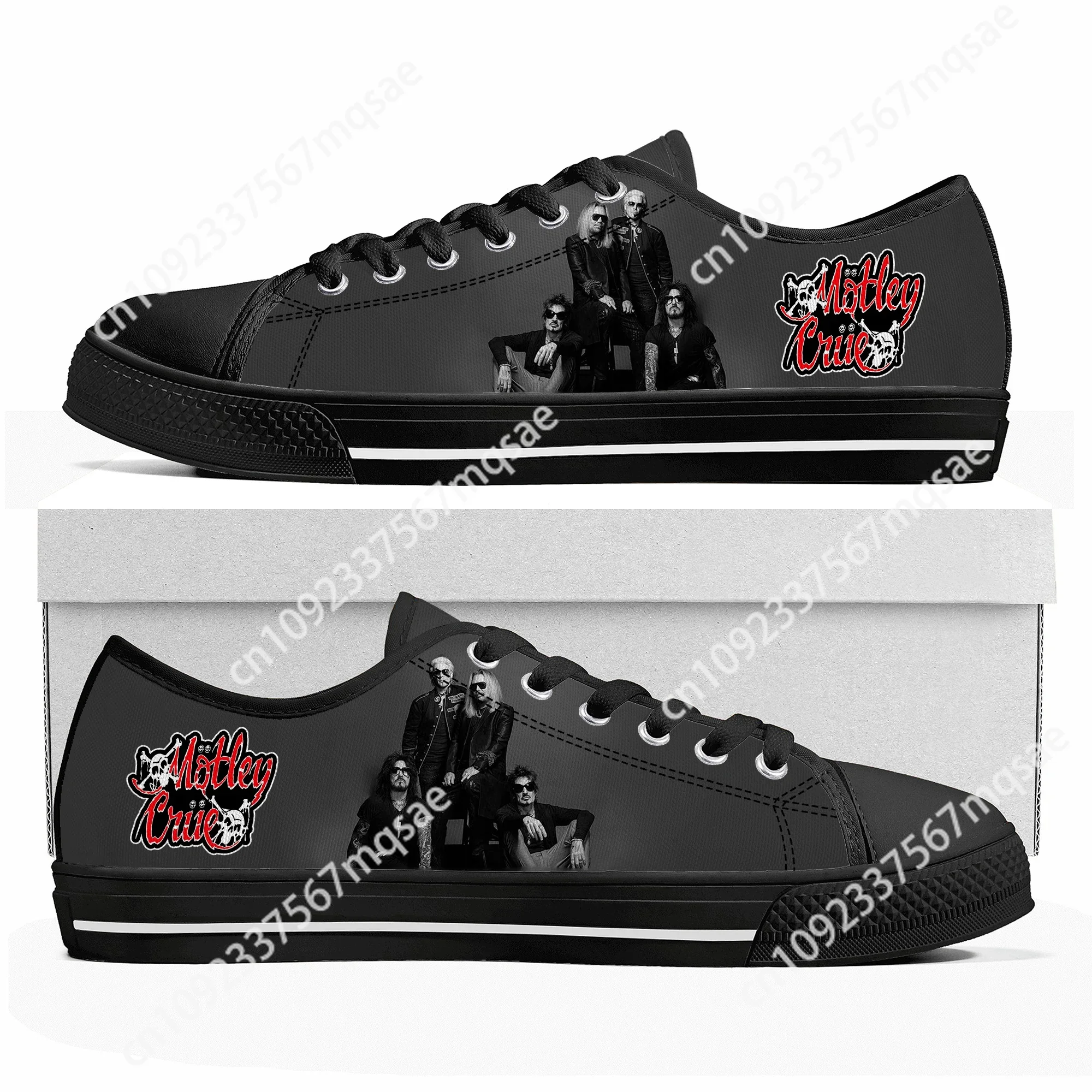 Banda 80s metal vintage personalizado baixo topo tênis das mulheres dos homensrue motley sapatos de alta qualidade casual feito sob medida tênis lona