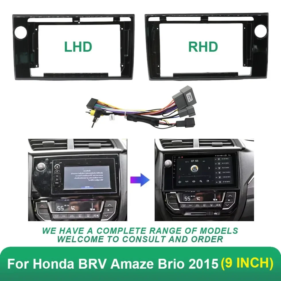 

Car Audio Fascia Frame 9 Inch Adapter for Honda BRV Amaze Brio 2015 Android Radio Dash Fitting Panel Kit
