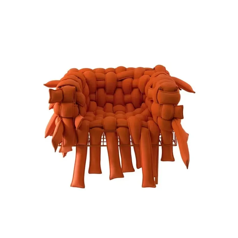 Modern design special-shaped fabric woven single sofa metal frame custom comfortable lounge chair hotel room