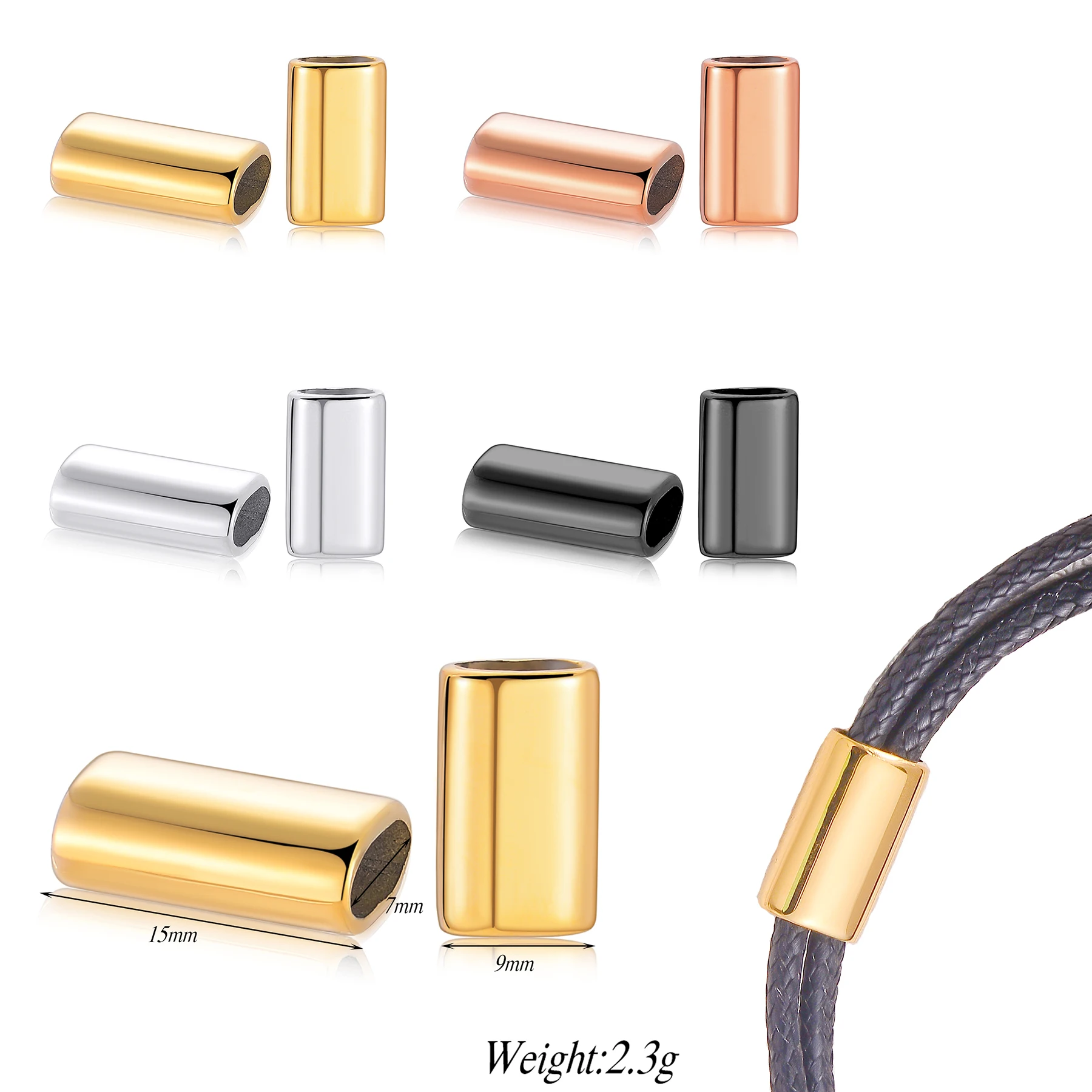 

10Pcs Stainless Steel Hole Size 7mm Leather Rope Bracelet Necklace Fastener Buckle Jewelry Connector Clasps Beads Wholesale