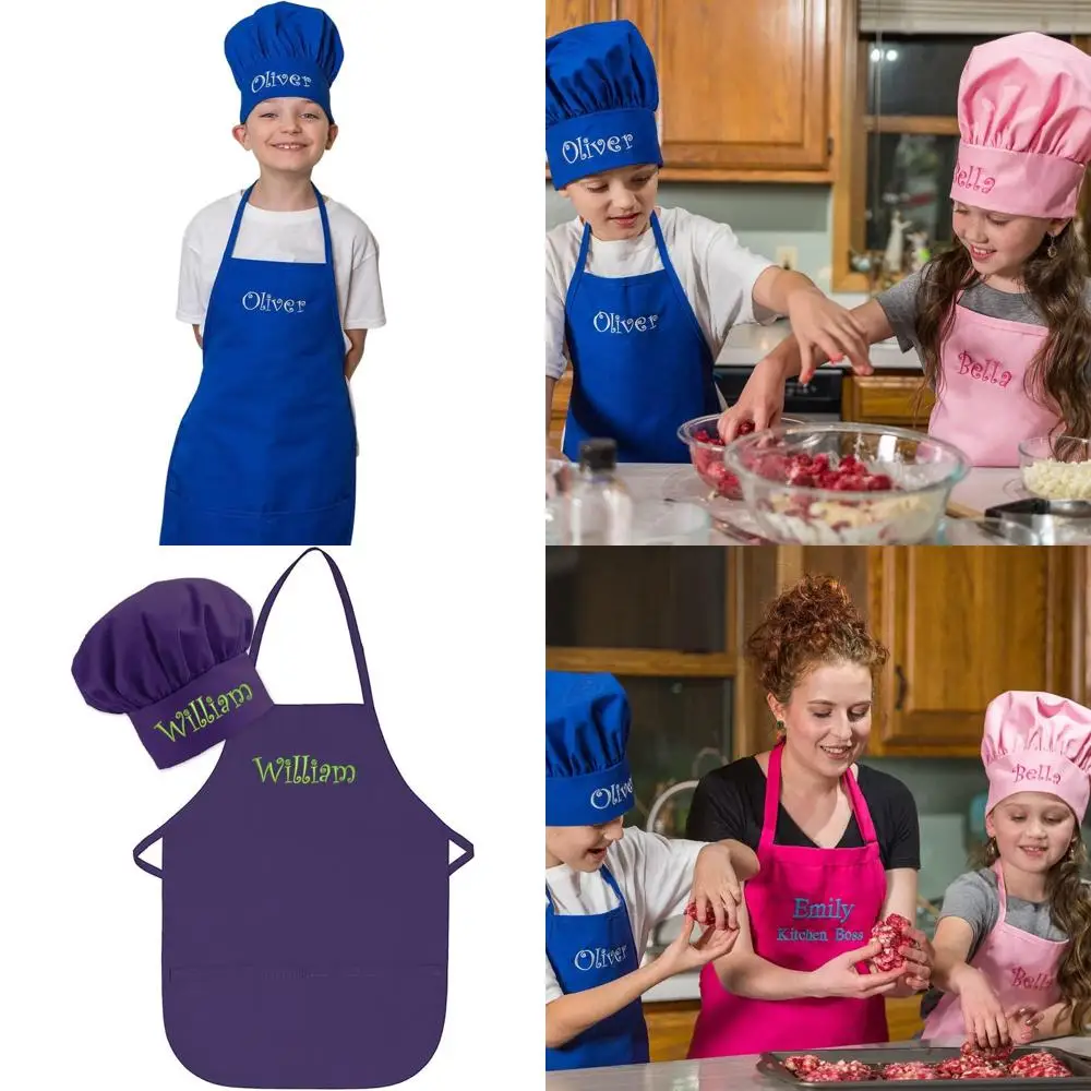 

Вышитый комплект фартука и шапочки для малышей и детей, сделанный в США