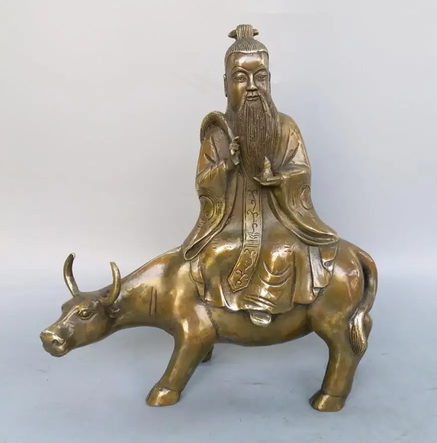 Taoist figure of the Supreme Lord Lao Jun bronze statue of Lao Zi riding a cow