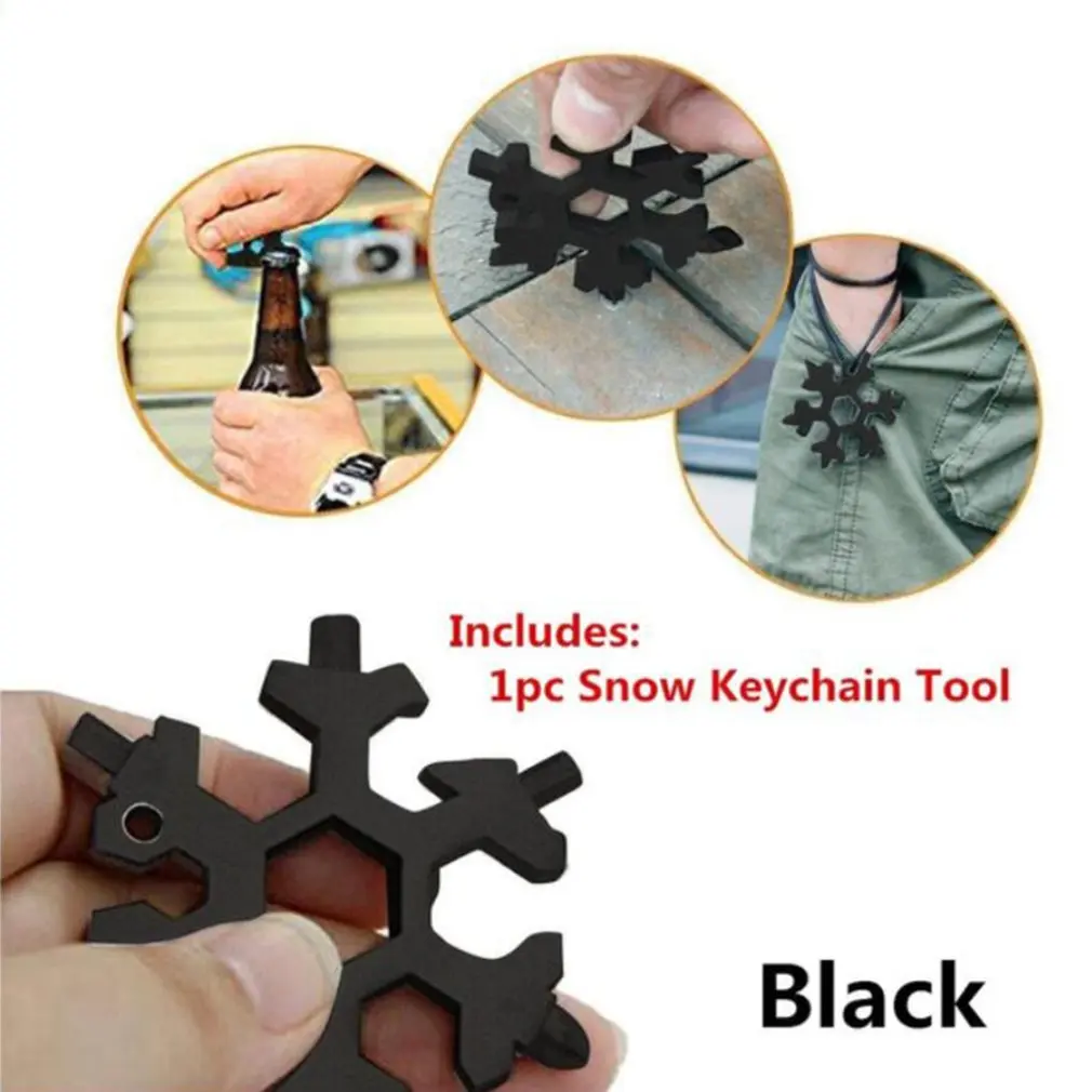 2024 New Snow Keychain Tools Combination Stainless Steel Snow Shape Outdoor Portable Snowflake Multi-tool Wrenches Fast shipping
