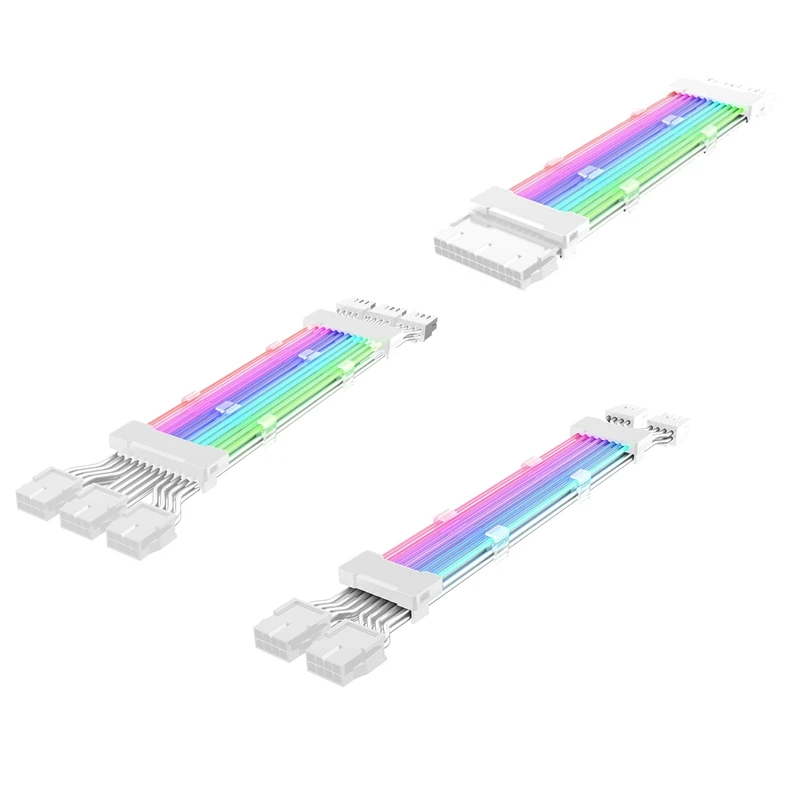 PC Case PSU Extension ARGB Cable ATX 2X8PIN PCI-E GPU Neon Color Line ARGB Streamer Transfer Graphics Card Power Cable Durable
