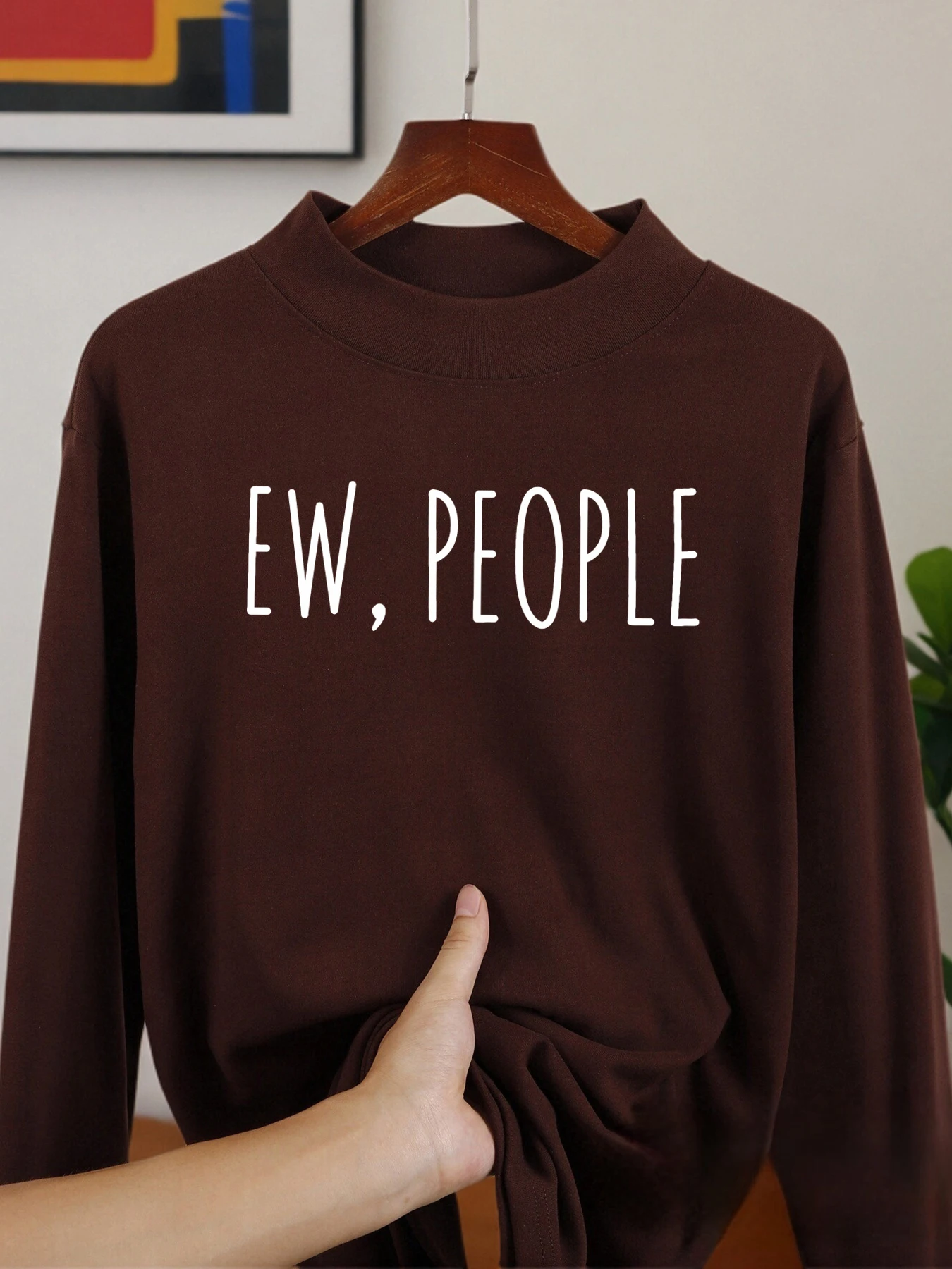 Ew People بسيط مطبوع الرجال قمصان طويلة الأكمام جديد مريح بلايز الشتاء الخريف الملابس عادية موضة قميص للجنسين