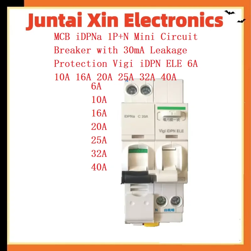

1PCS/LOT MCB iDPNa 1P+N Mini Circuit Breaker with 30mA Leakage Protection Vigi iDPN ELE 6A 10A 16A 20A 25A 32A 40A