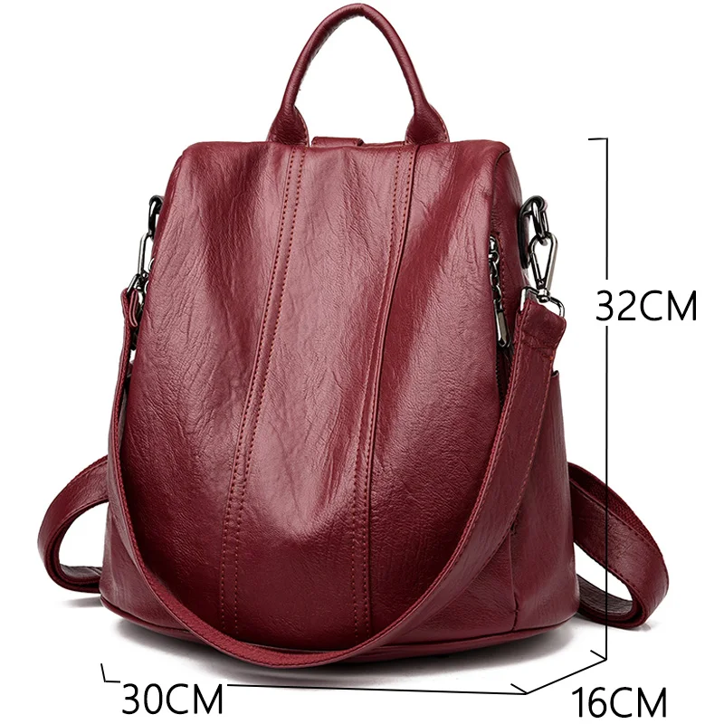 Mochilas de couro macio anti-roubo impermeáveis para meninas, bolsa de ombro multifunções 3in 1 mochila feminina, 2023