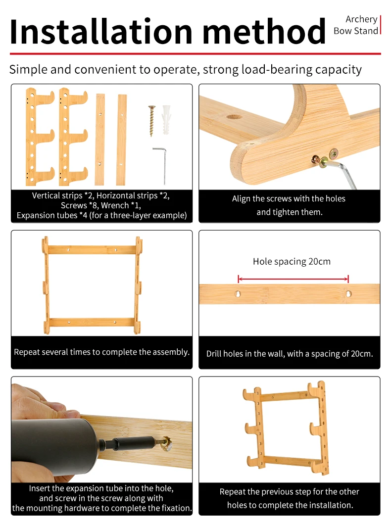 Bogenhalter aus Holz zur Wandmontage, Pfeilaufbewahrungshalter für Recurve Takedown Longbow, Bogenschießzubehör – Detail 4