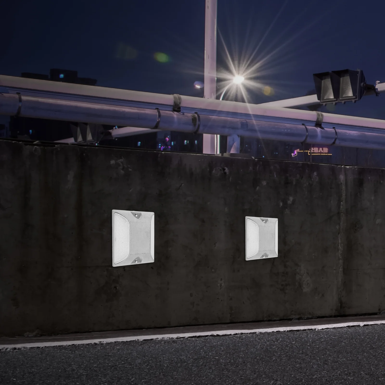 

2Pcs Road Reflectors Aluminum Raised Design Dual Yellow Enhanced Safety Night Road Markers Emergency Reflective