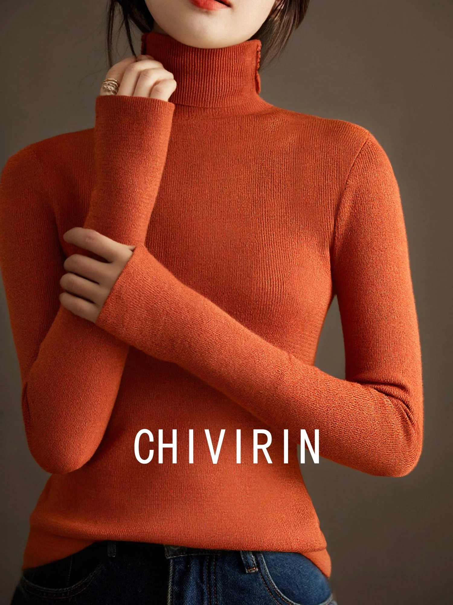 

Корейский вязаный шерстяной свитер Chivirin с высоким воротом, женский, приталенный, универсальный, весенне-осенний, белый, подчеркивающий фигуру топ